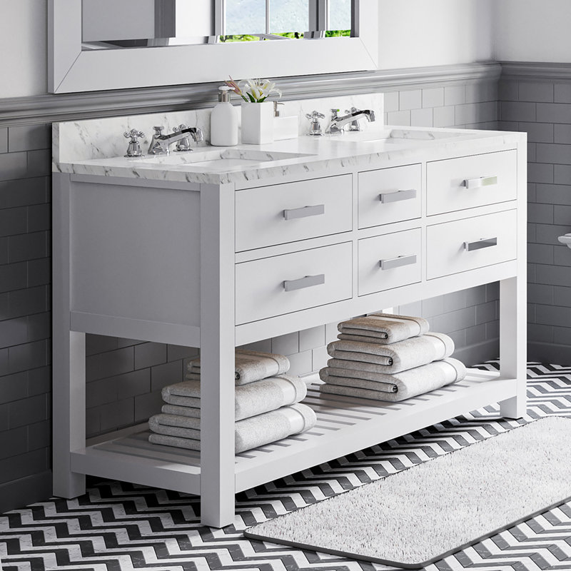 Madalyn 60'' W Vanity, Pure White, 34'' H x 60'' W x 21.5'' D