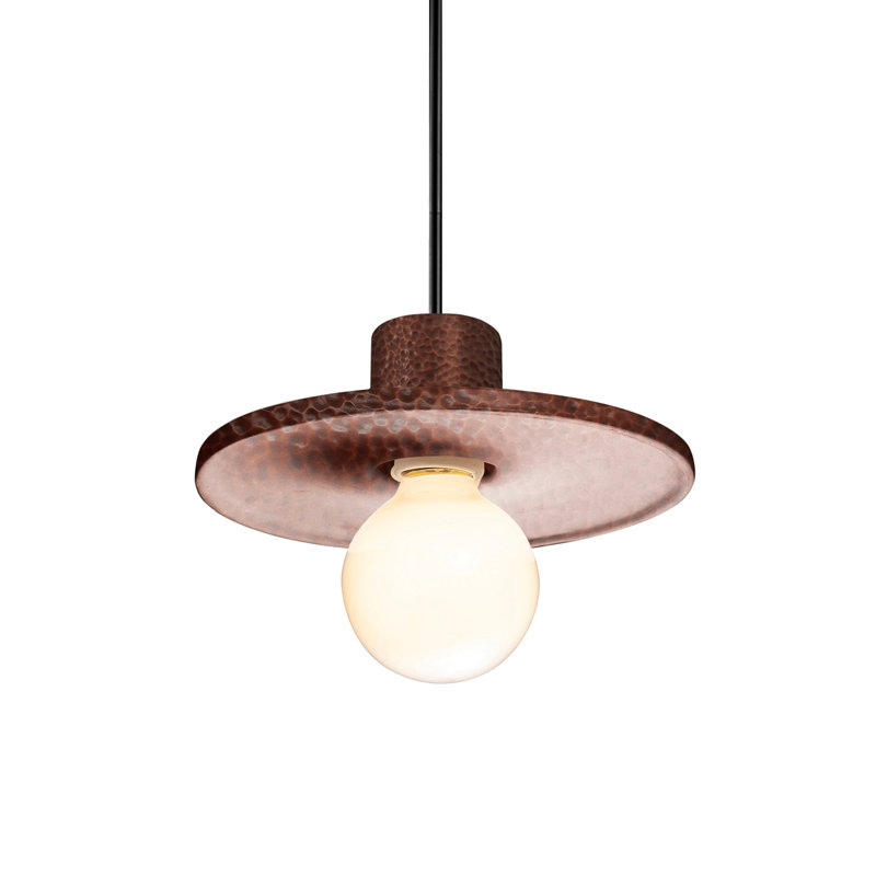 Luminaire suspendu 1 lumière Juliea, Cuivre martelé, Noir mat