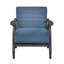 Fauteuil d'appoint avec siège en velours bleu, structure en bois massif gris foncé, rembourrage à ressorts ensachés, style transitionnel, revêtement en tissu, poids du colis : 18 kg