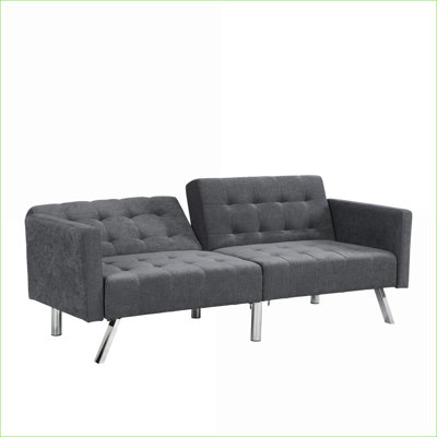 Sofas Couches | Modern Convertible Sleeper Loveseat for Small Spaces Apartment | Charcoal Gray | Linen