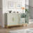 4 Doors Sideboard Buffet Cabinet with Gold Trim, Green-1945102429
