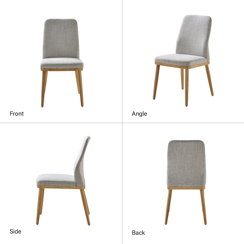 Brehanna Humnoke Upholstered Back Side Dining Chair With Solid Wood Legs Set Of 6, Gray