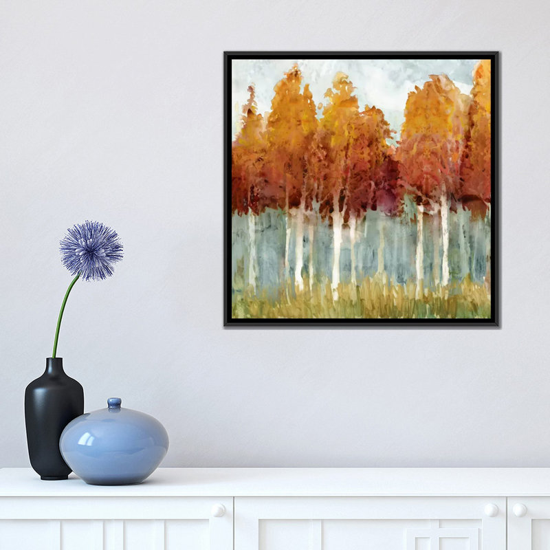 «Birch II», reproduction sur toile, H 18 po x l 18 po x P 1,5 po, Toile encadrée noire, Pas de tapis