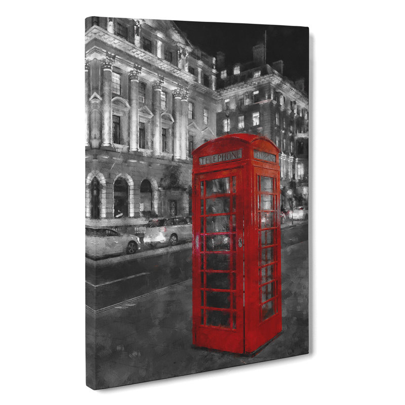Red Telephone Box - Wrapped Canvas, 76cm H x 50cm W x 3cm D