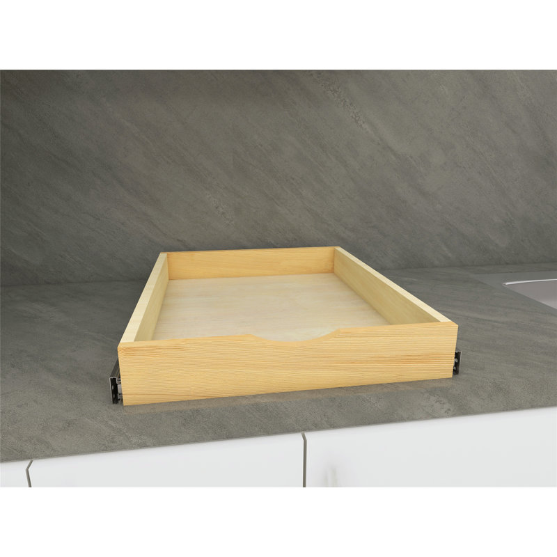 Daiona Solid Wood Pull-Out Drawer Box – 21" Deep Cabinet Organizer in Multiple Widths Out Tray with Brackets, 21" W