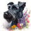 Schnauzer and Garden Blooms - Art mural sur toile tendue