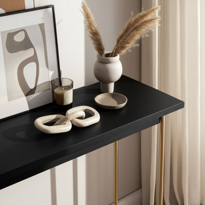 Decorative Object Stone Travertine Chain Link Accent Glam Style for Home Office Bedroom Living Room Decor - 2" Tan