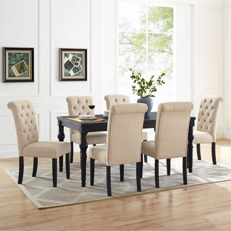 Ensemble de salle à manger Leviton, 7 pièces : table, 6 chaises, Tanné