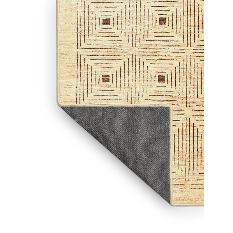 Tapis de zone crème contemporaine, Rectangle 7 pi x 10 pi
