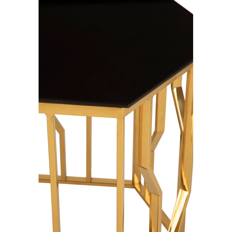 Gold and Black Hexagonal Side Table
