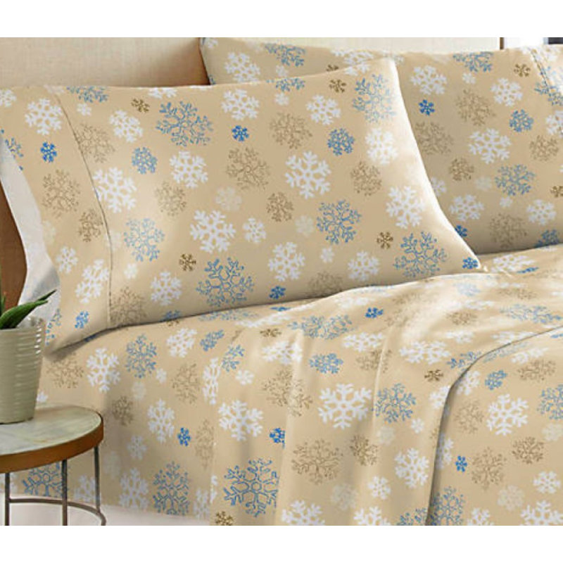 Flannel Damask Sheet Set, Twin XL Sheet Set+Fitted Sheet+1 Pillowcase, Oatmeal