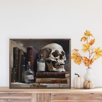 " Spell Books With Large Skull "