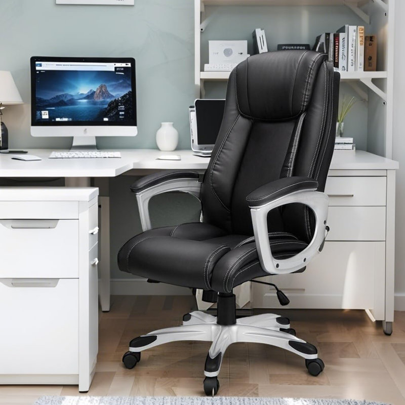 Chaise de bureau en cuir avec dossier haut