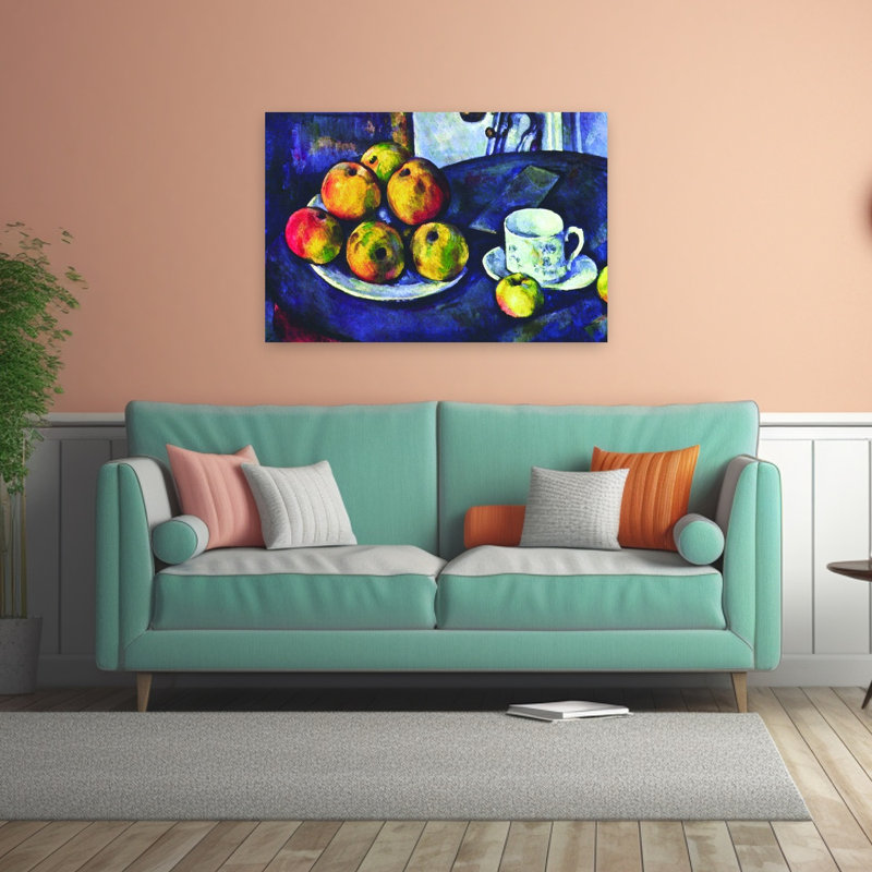 Still Life With Apples Classic Traditional Contemporary Violet Wall Art Print by Paul Cezanne - 1 Piece Wrapped Canvas Wall Art