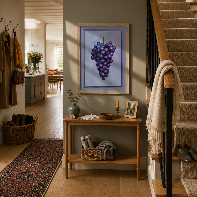Cluster of Grapes Botanical - Framed Print, A1 - 84.1 x 59.4 cm, Oak