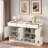 Farmhouse Sideboard With 3 Drawers, 4 Doors, Adjustable Shelf And Open Storage Compartments-986748921