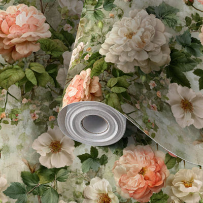 Papier peint auto-adhésif et amovible, papier peint à motif floral botanique, auto-adhésif et amovible 17,7 po x 118 po (45 x 300 cm)