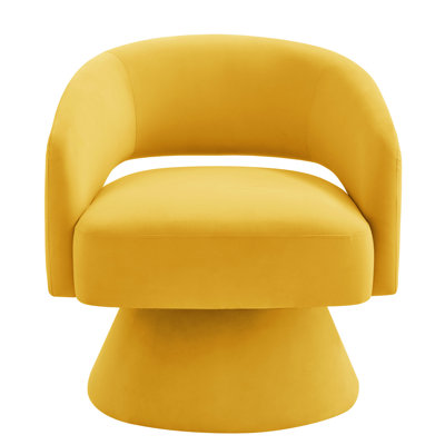 Fauteuil pivotant en velours moderne, rotation de 360 degrés pour le salon de la chambre à coucher, fauteuil jaune avec siège rembourré, revêtement rembourré et luxueux