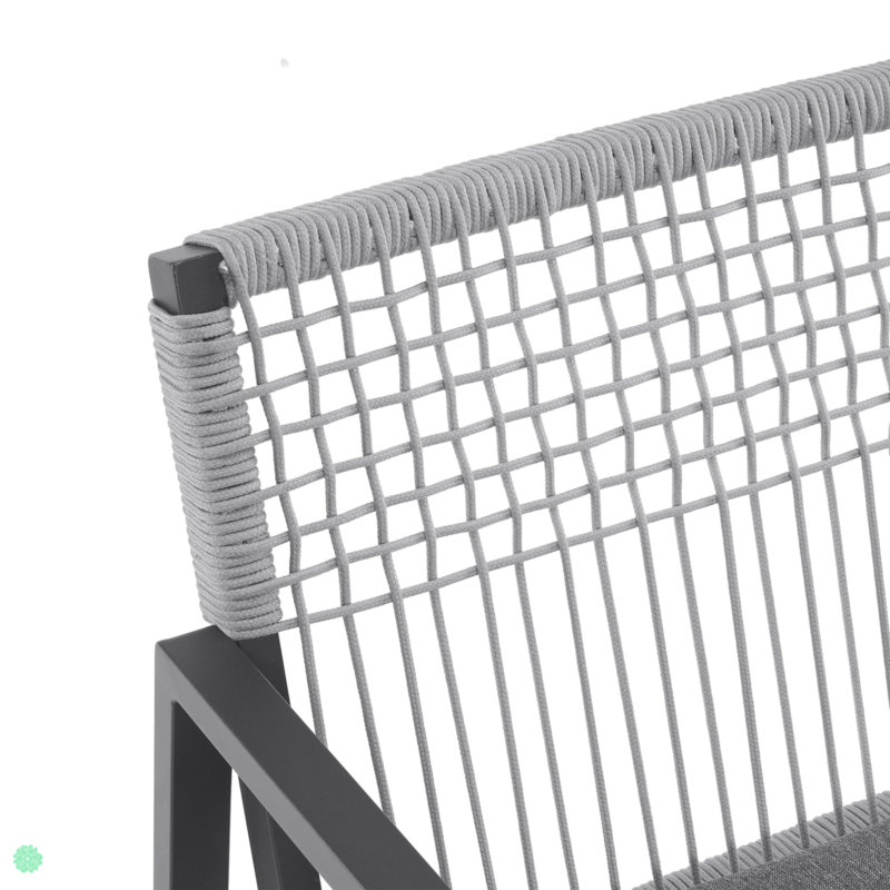 Outdoor Dining Set, Aluminum Dining Chair Set Of 6 With Rope+Aluminum Dining Table With Faux Wood Top