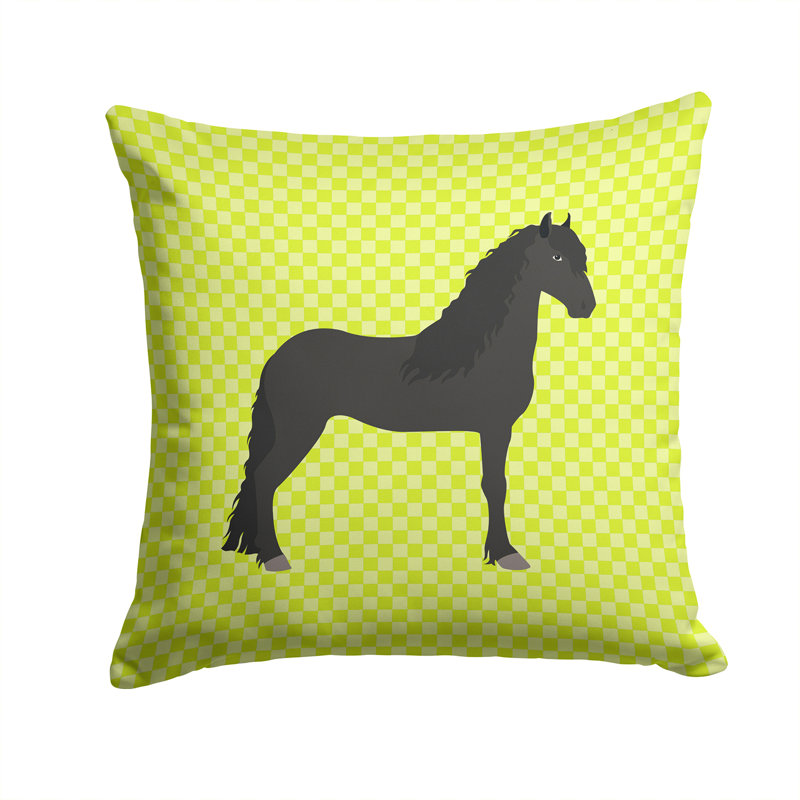 Coussin extérieur à chèque cheval, Vert, 14 po x 14 po