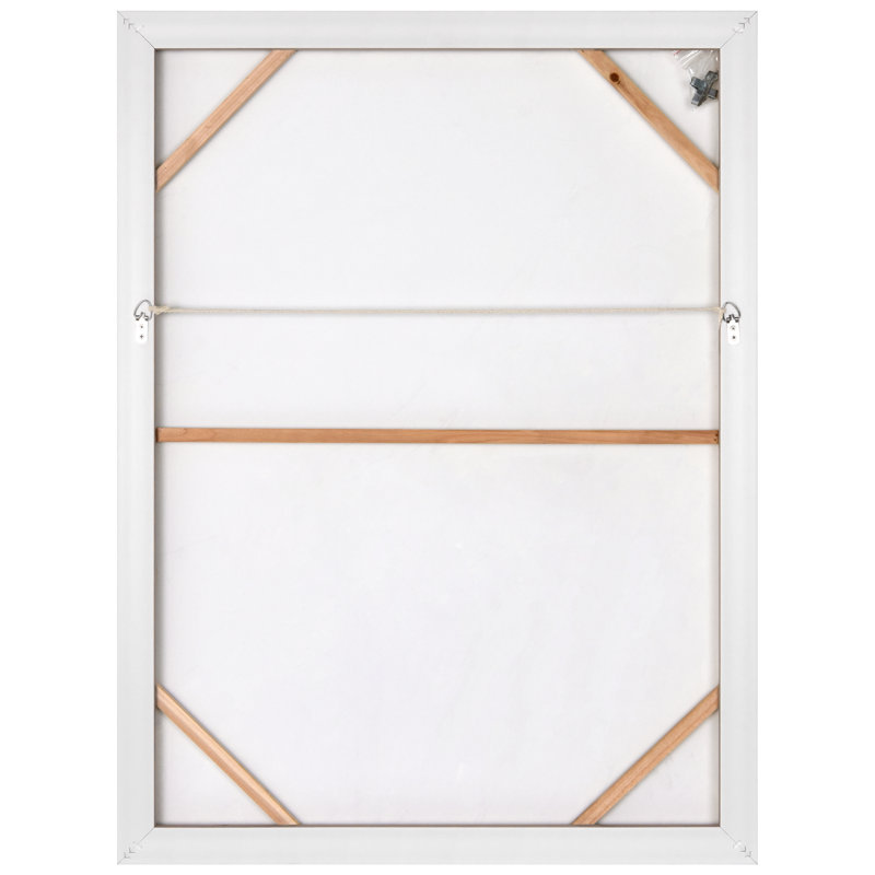 White Textured Abstract Mountain Canvas with Light Wood Frame, 30" x 40"