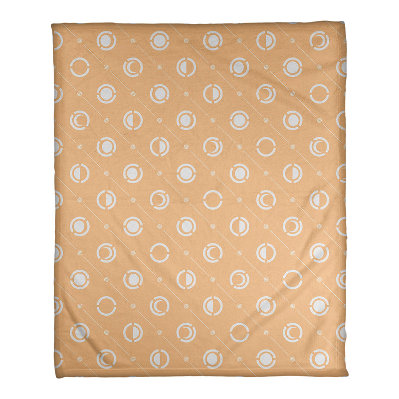 Couverture polaire moon phases, l 50 po x L 60 po, Orange / blanc