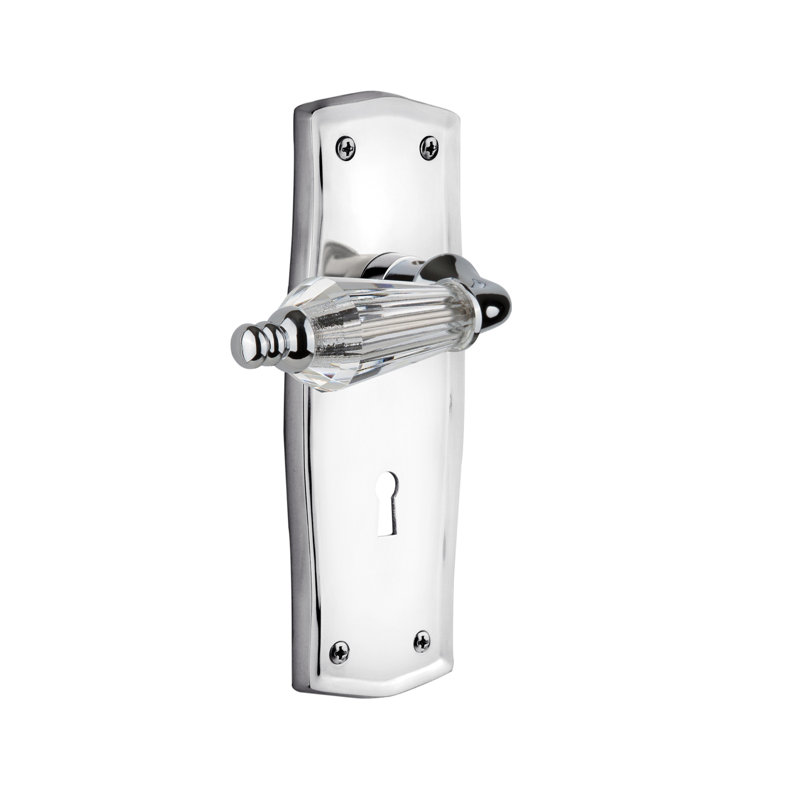 Prairie Plate with Decorative Keyhole and Passage (Hall & Closet) with Parlour Lever, Bright Chrome, 2.75"