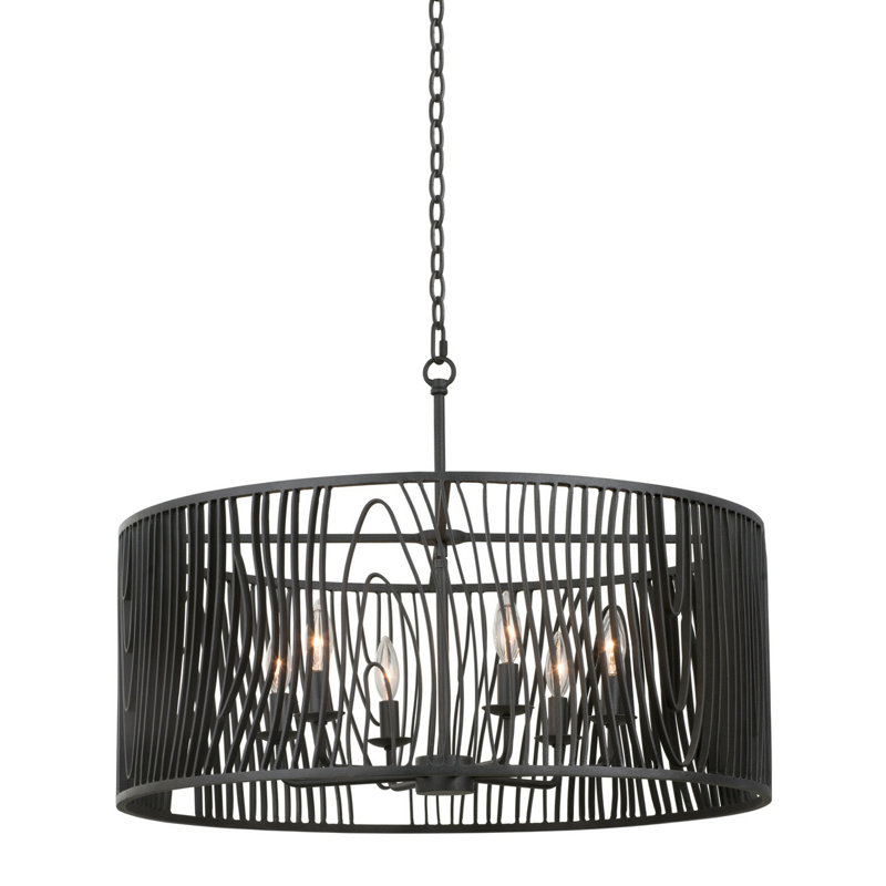 Lustre en fer noir Morre 6 LT Kalco, 6