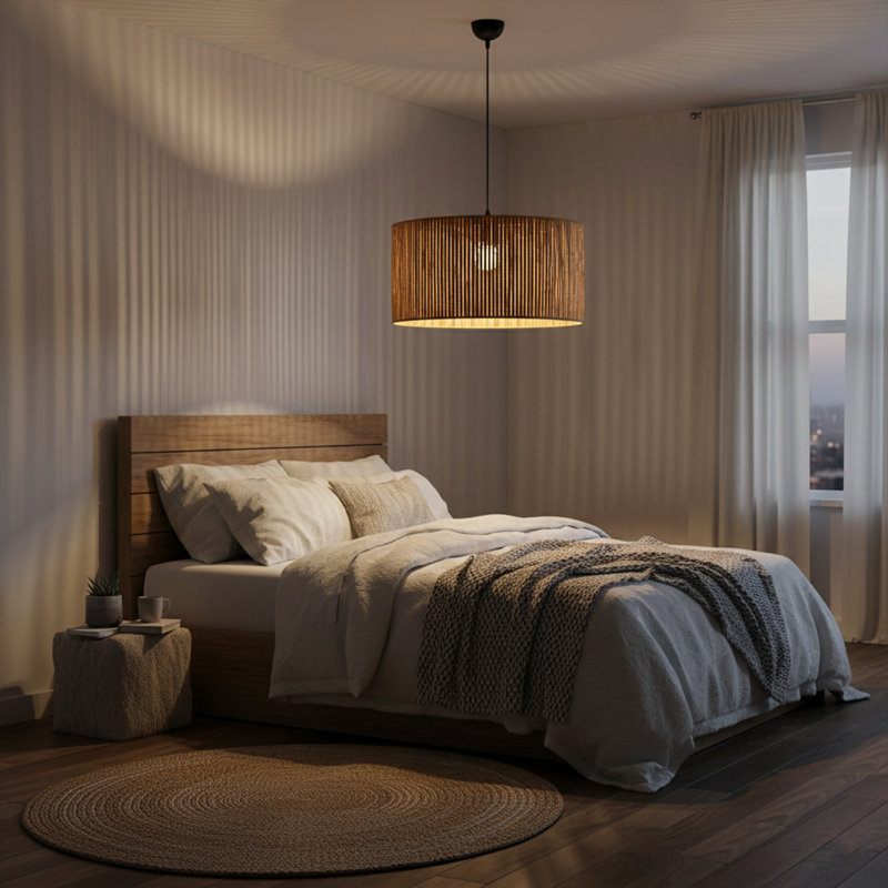 Lustre en bambou 1 lumière Oasis, En bois