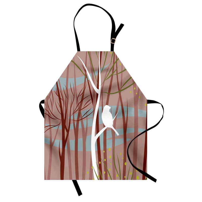 Multicolore, tablier East Forest Home, unisexe, oiseau sur branche sans feuilles
