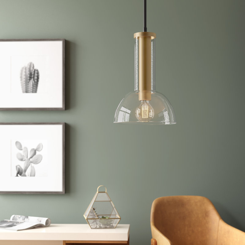 Luminaire suspendu en forme de dôme à 1 lumière Dambrosio, H 51,25 po x l 10 po x P 10 po