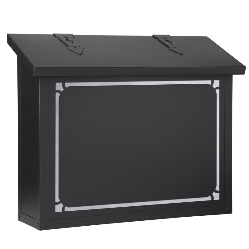 Grande boîte aux lettres murale traditionnelle avec bordure-AF-6103-GI, Noir texturé / blanc vif