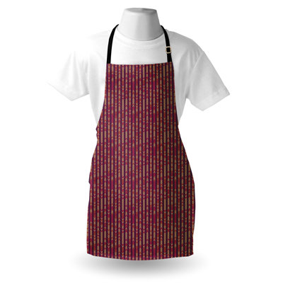 Orren Ellis Abstract Apron Unisex Vertical Order Motifs Art Adult Size Plum and Burnt Sienna