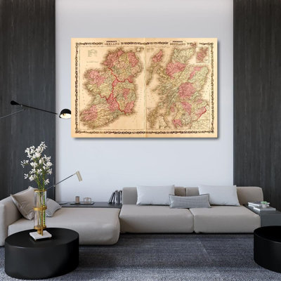 «Red Barrel Studio®», reproduction d'art sur toile tendue sur châssis avec cartes: «Ireland andosse»