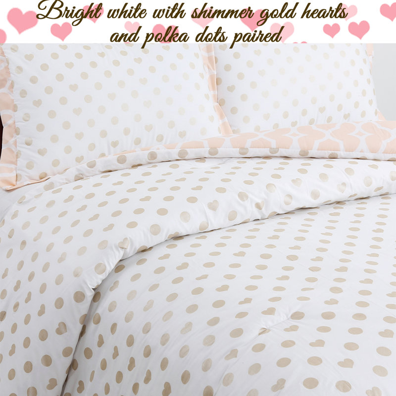 Twin White Microfiber Reversible Girls' Comforter Set