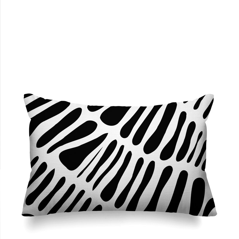 Locke Abstract Outdoor Reversible Throw Pillow, Black