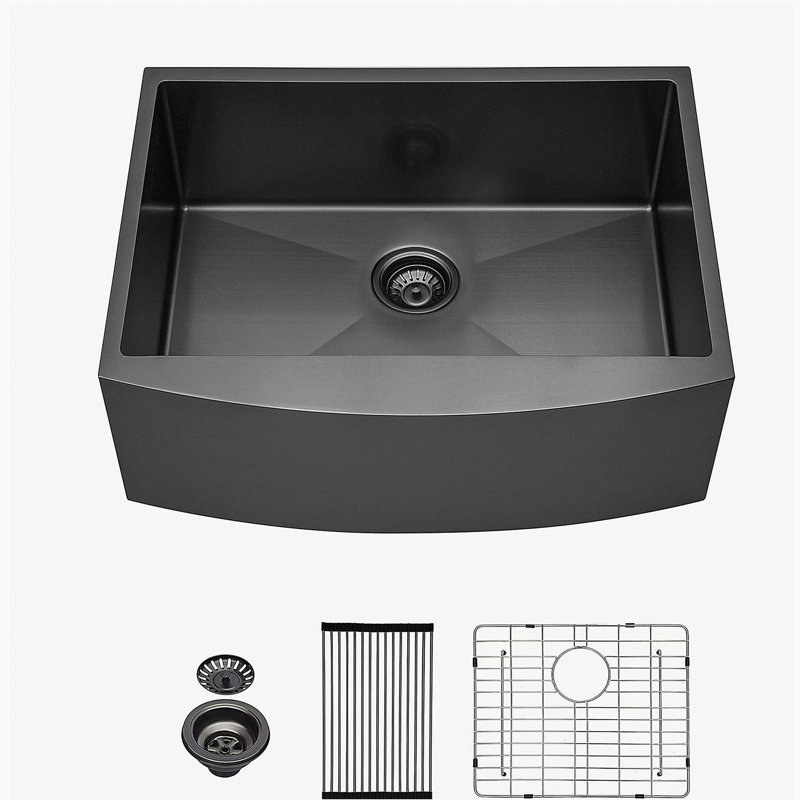 Évier de cuisine 33 po x 21 po x 10 po à tablier simple en acier inoxydable Farmhouse