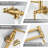 Wall Mounted Pot Filler 2-handles Kitchen Faucet With 360° Spout Swivel In Brushed Gold-125397097