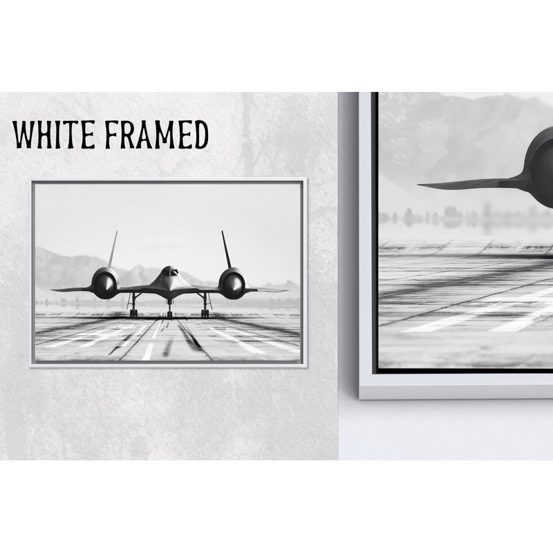 Impression sur toile d'aérodrome moderne: Œuvre d'avion pour un décor élégant, 1P WhiteFramedCanves