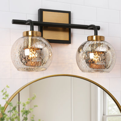 Cicel Dimmable Black Vanity Light with Mercury Glass