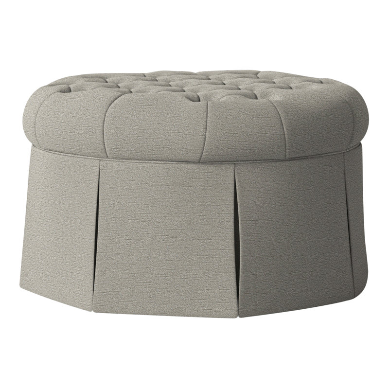 Repose-pieds cocktail capitonné rond 35 po Alma, Perigold Lirico Oyster