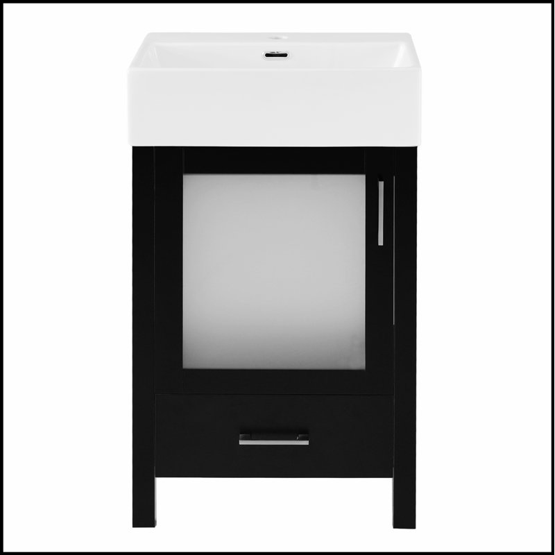 Meuble-lavabo compact de 20 pouces avec lavabo en céramique et rangement spacieux pour les petites salles de bain, peu encombrant et élégant