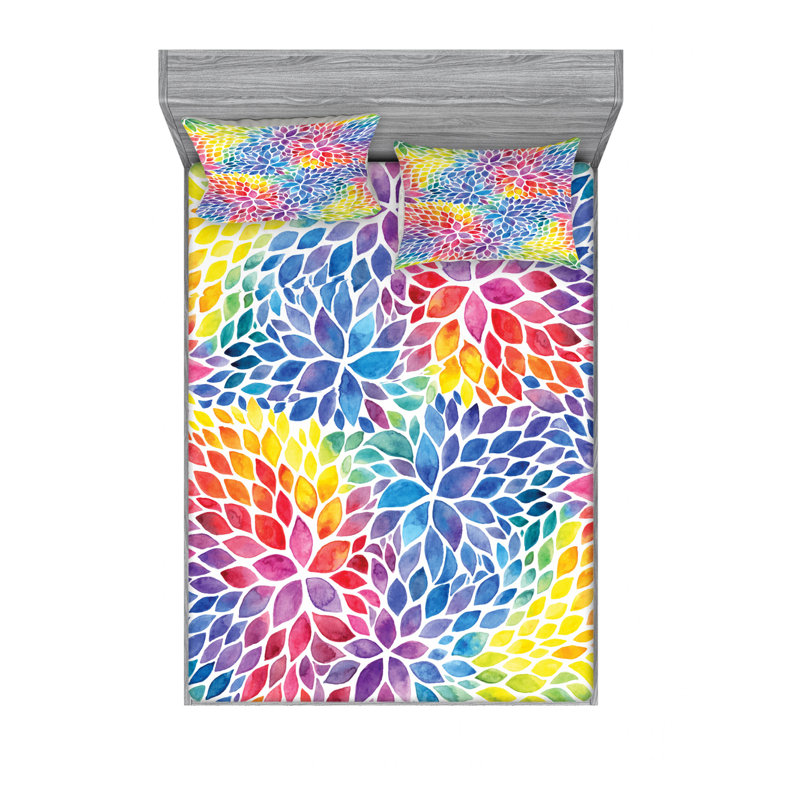 Microfiber Floral Sheet Set, Full Sheet Set + Fitted Sheet + 2 Pillowcases