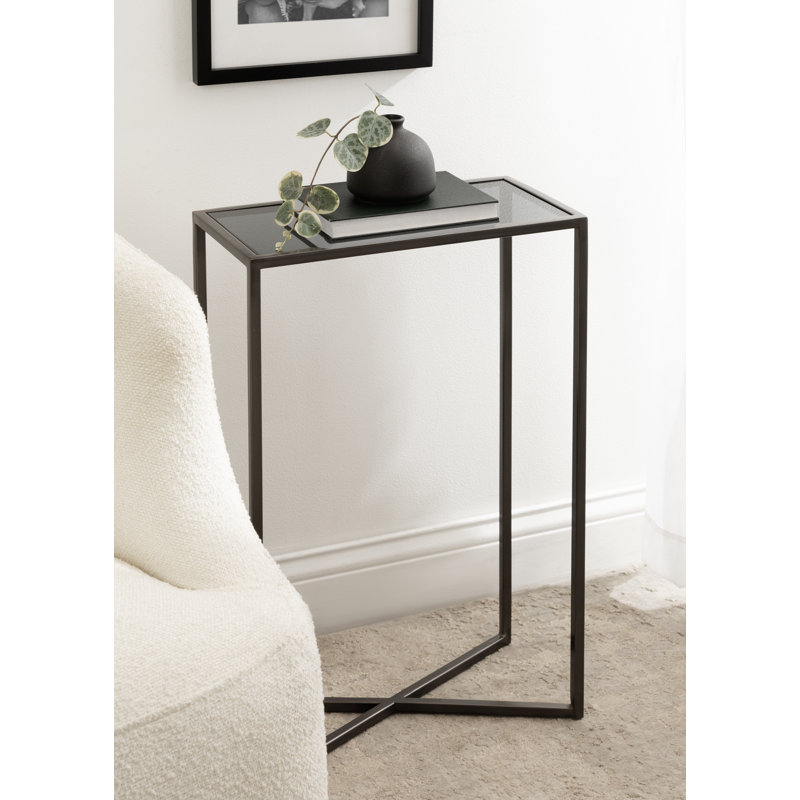 Table d'appoint Everly Quinn Jaspur, Verre gris / bronze