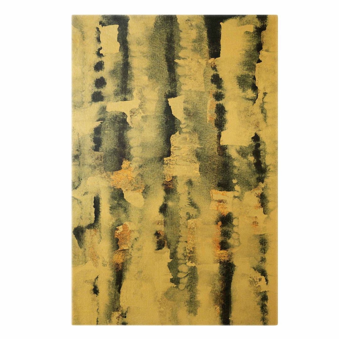 Leinwandbild Gold Abstraktes Aquarell mit Gold von Elisabeth Fredriksson