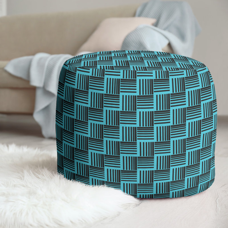 repose-pieds à rayures classic basketweave, Noir / bleu sarcelle