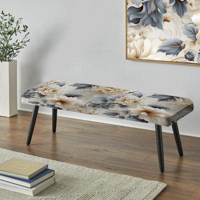 Banc rembourré floral noir Ethereal