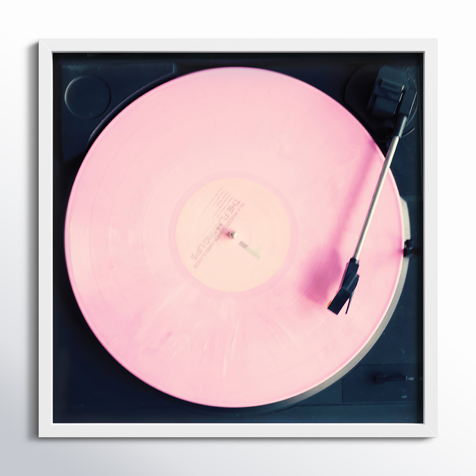 Pink Record by Caroline Mint, White, 25.25" H x 25.25" W x 0.88" D