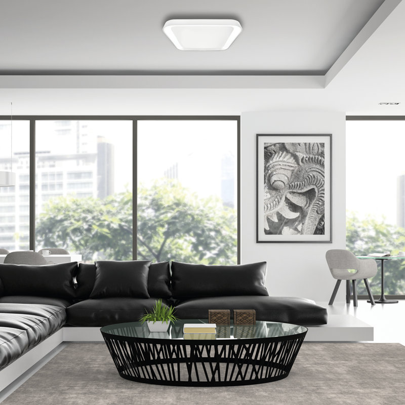 Quadro Plastic LED Flush Mount, 7cm H x 40cm W x 40cm D, White