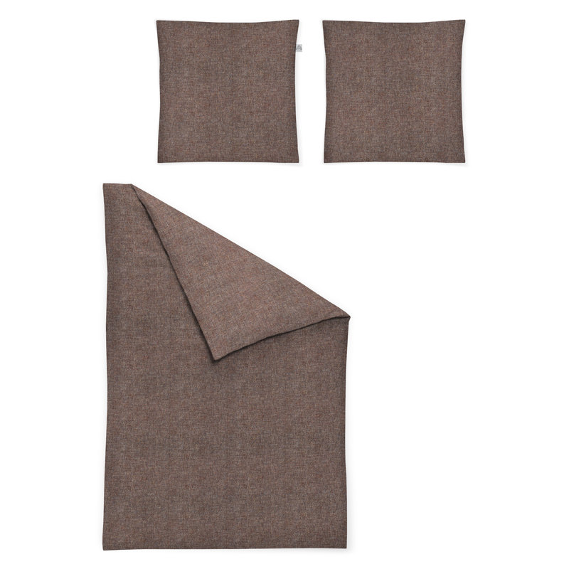 Fleece cotton bed linen set Mink 8835, 200 x 200cm - 2 Pillowcases (80 x 80cm), Chocolate